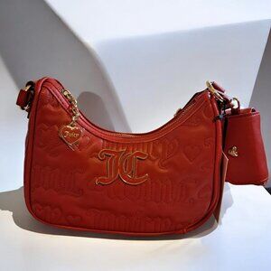 Juicy Couture Pink League HOBO Crossbody Bag with Pouch Red NWT